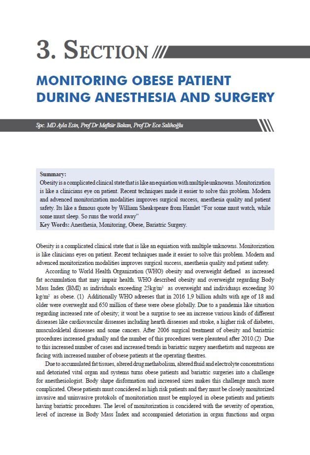 Obesity: Perioperative Management